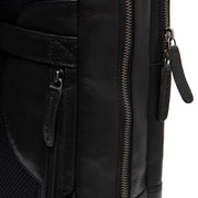 Solid Antique Brass Hardware &amp; Heavy-Duty Dual Zipper Detail on Nicola Full-Grain Leather Laptop Backpack Damska