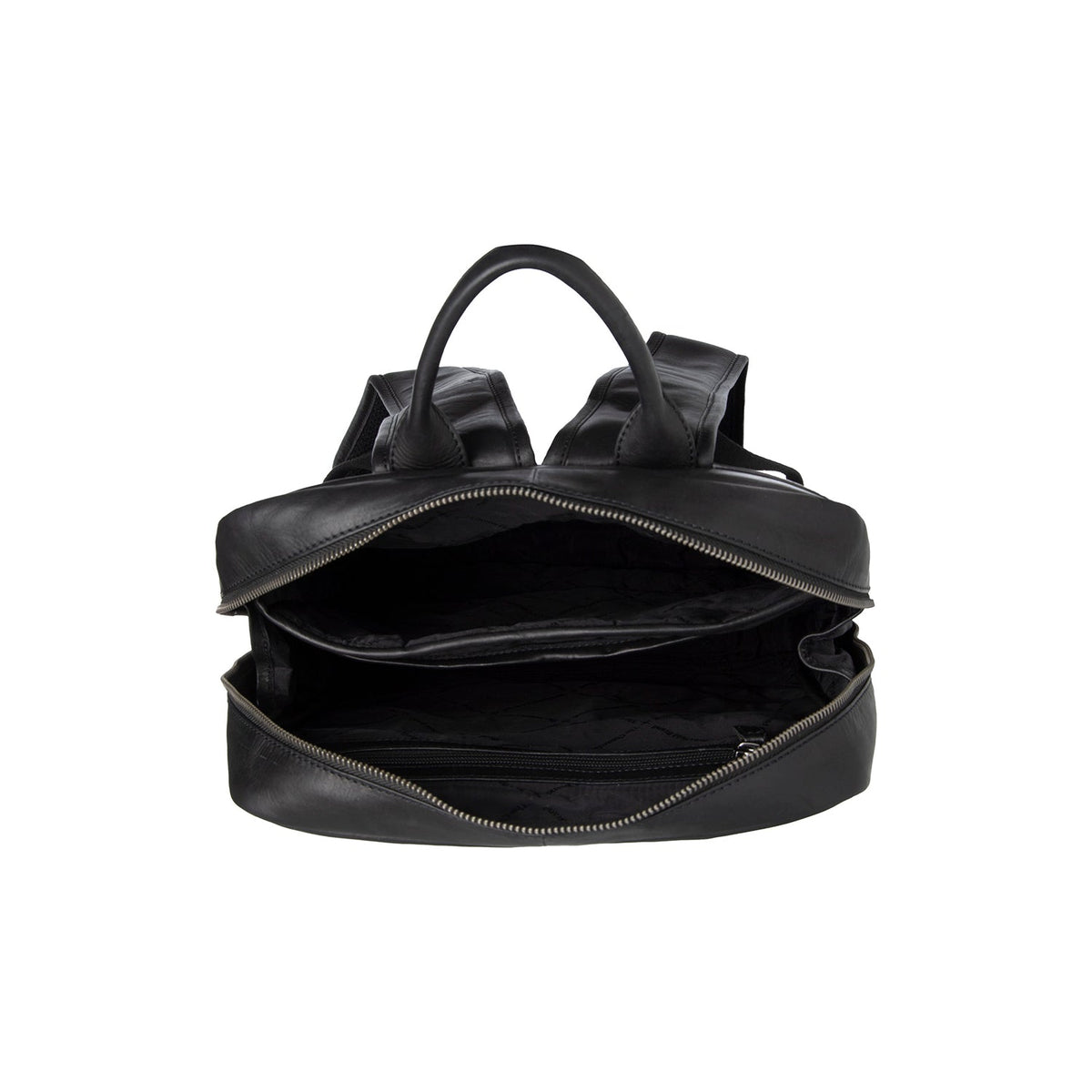 Nicola Full-Grain Leather Laptop Backpack Damska - Structured Side Profile Showing Gusset Depth &amp; Expansion Capacity