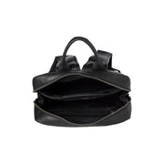 Nicola Full-Grain Leather Laptop Backpack Damska - Structured Side Profile Showing Gusset Depth &amp; Expansion Capacity