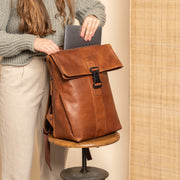Savona Full-Grain Leather Laptop Backpack Damska – alternate product view 3