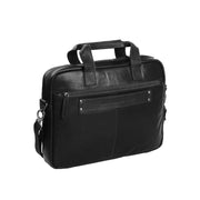Solid Antique Brass Hardware &amp; Heavy-Duty Dual Zipper Detail on Calvi Full-Grain Leather Laptop Bag Damska