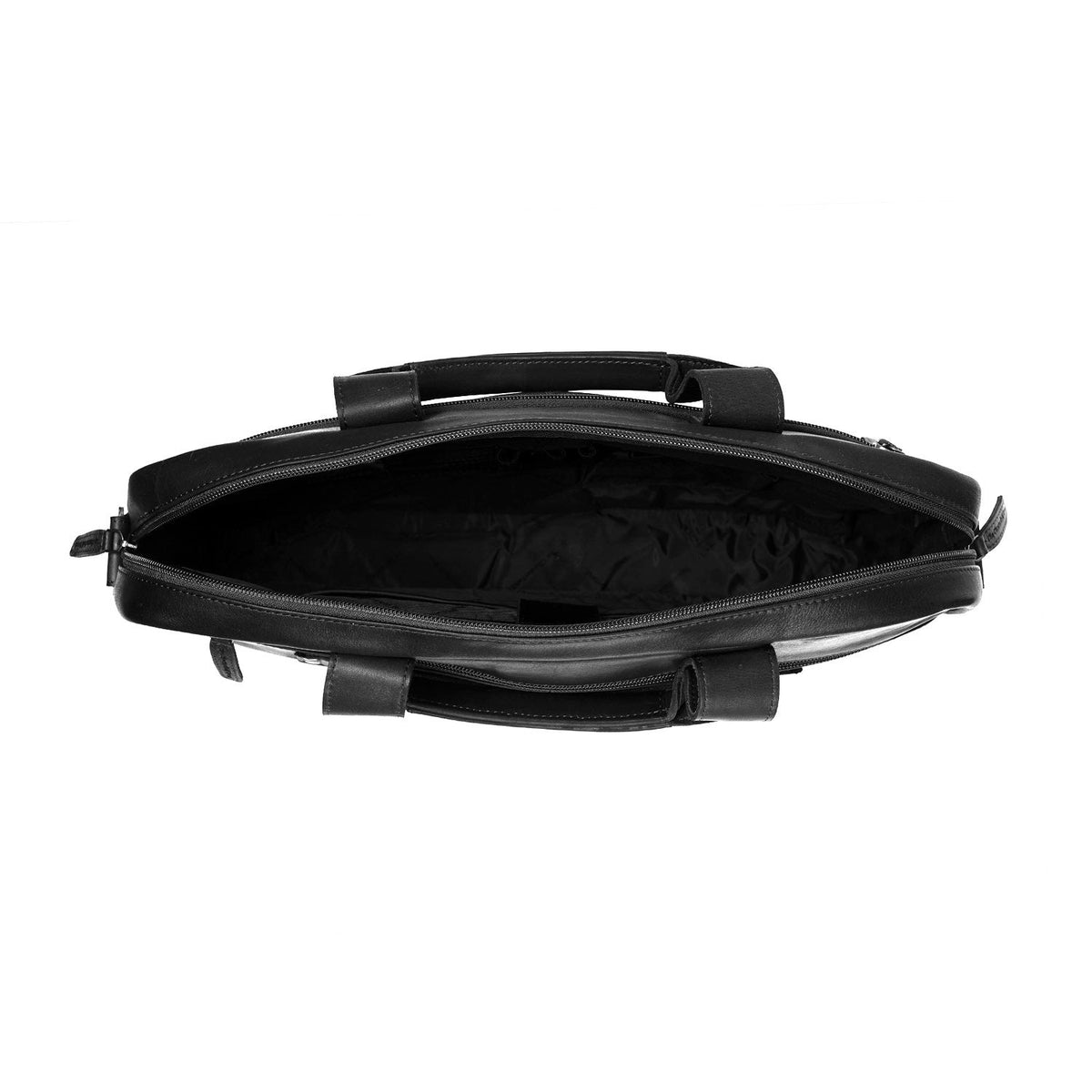Calvi Full-Grain Leather Laptop Bag Damska - Structured Side Profile Showing Gusset Depth &amp; Expansion Capacity