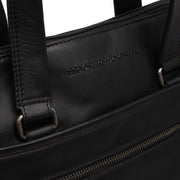 Elvas Full-Grain Leather Laptop Bag Damska - Structured Side Profile Showing Gusset Depth &amp; Expansion Capacity