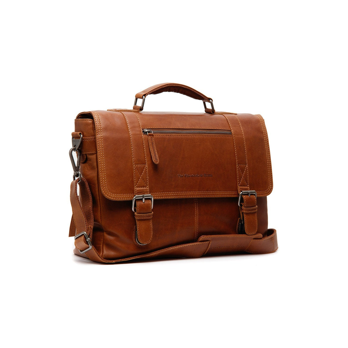 Imperia Full-Grain Leather Laptop Bag Męska in Classic 100% Full-Grain Leather - Full Exterior Front Profile View | Buy Online