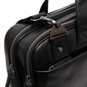Solid Antique Brass Hardware &amp; Heavy-Duty Dual Zipper Detail on Iseo Full-Grain Leather Laptop Bag Męska