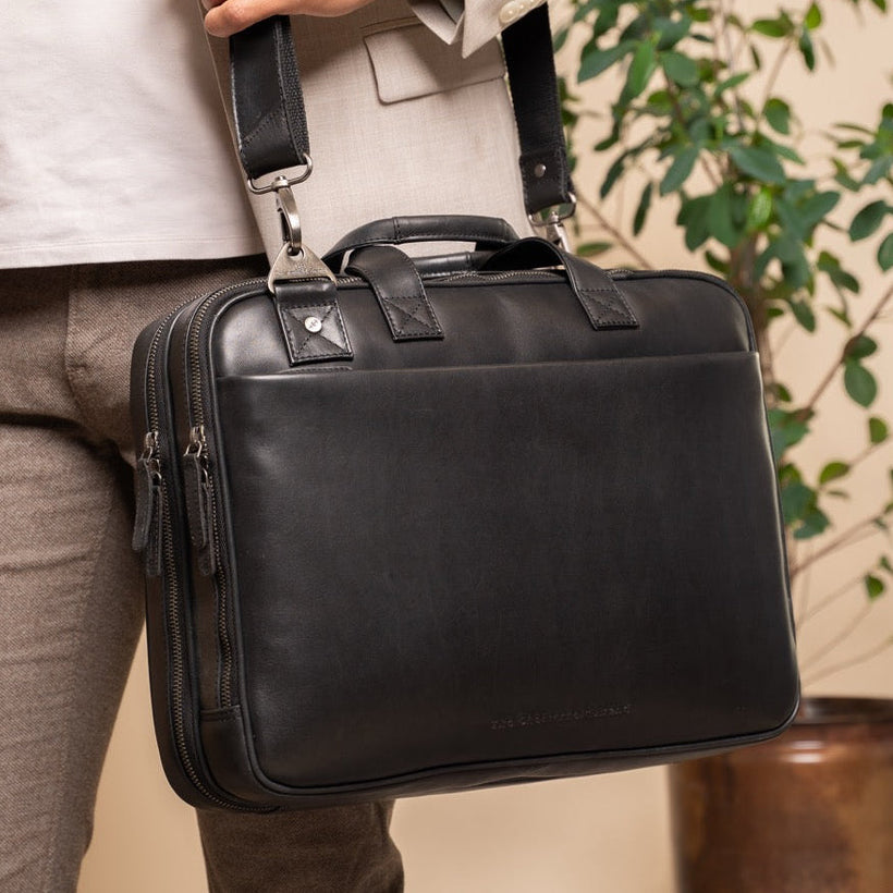 Iseo Full-Grain Leather Laptop Bag Męska
