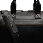 Solid Antique Brass Hardware &amp; Heavy-Duty Dual Zipper Detail on Levanto Full-Grain Leather Laptop Bag Damska