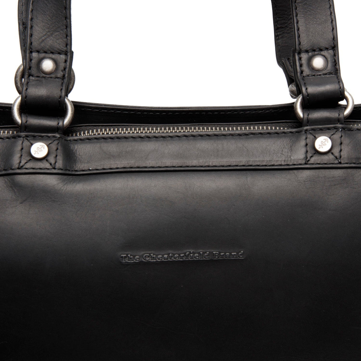 Solid Antique Brass Hardware &amp; Heavy-Duty Dual Zipper Detail on Manly Full-Grain Leather Laptop Bag Damska