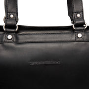 Solid Antique Brass Hardware &amp; Heavy-Duty Dual Zipper Detail on Manly Full-Grain Leather Laptop Bag Damska