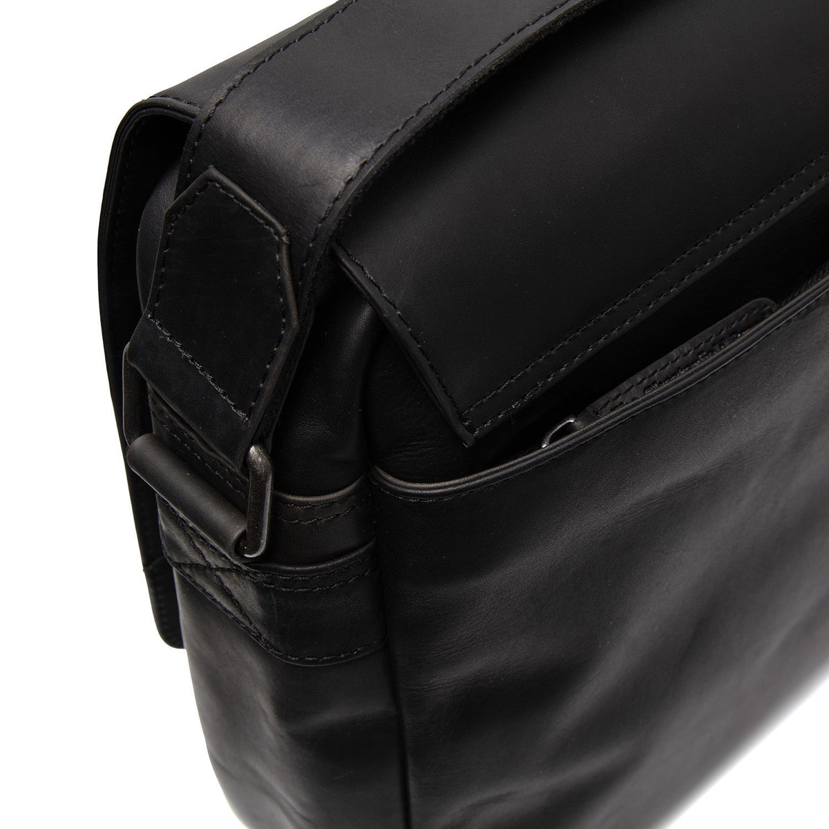 Solid Antique Brass Hardware &amp; Heavy-Duty Dual Zipper Detail on Richard Full-Grain Leather Laptop Bag Męska