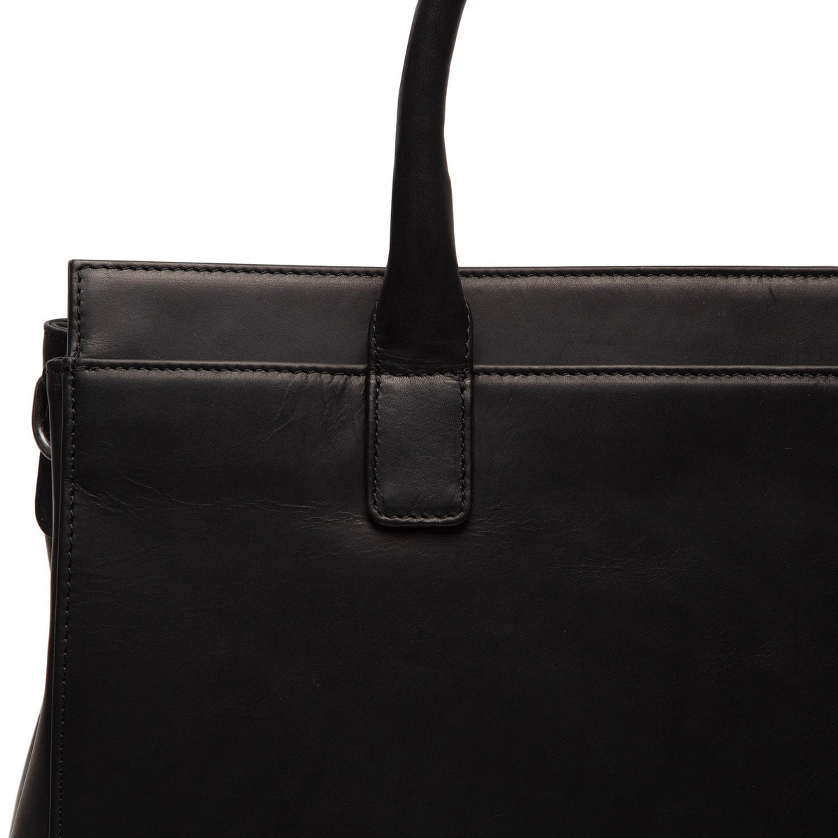 Solid Antique Brass Hardware &amp; Heavy-Duty Dual Zipper Detail on Rivera Full-Grain Leather Laptop Bag Damska