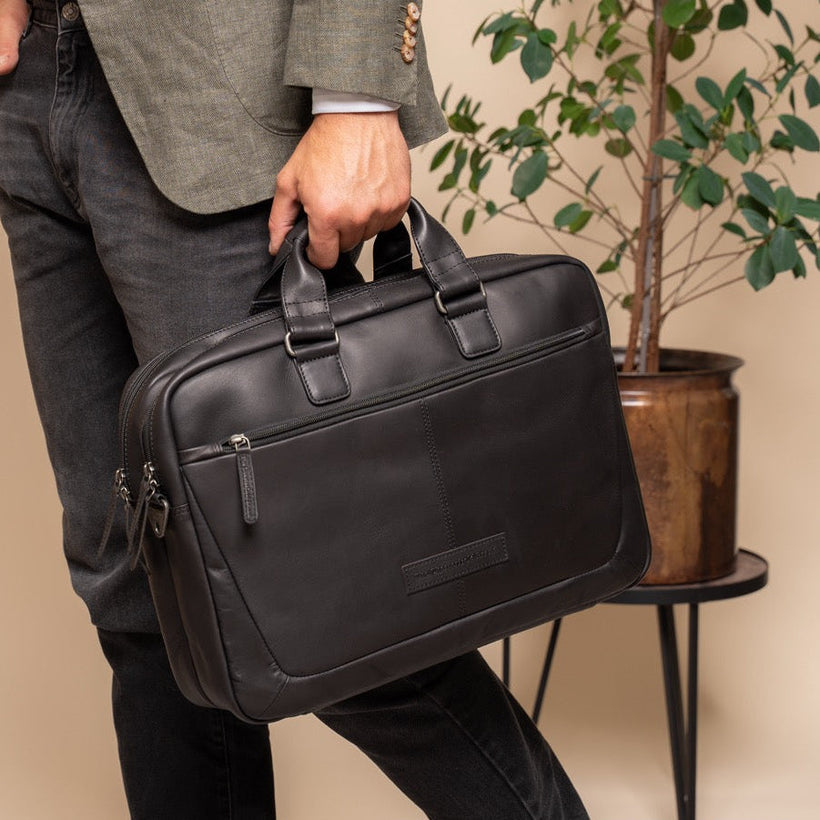 Seth Full-Grain Leather Laptop Bag Męska