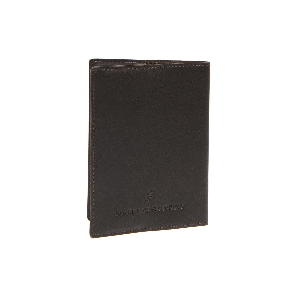 Styled Fit Perspective of Leather Passport Case Damska on Model - Natural Daylight Drape