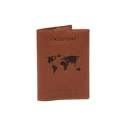 Cognac Leather Passport Case Damska, front view