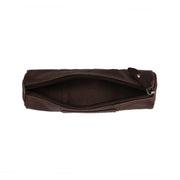 Tailored Rib Cuffs &amp; Hem Craftsmanship Construction Detail on Leather Pencil Case Lea Damska