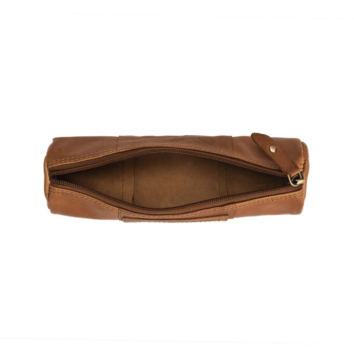 Cognac Leather Pencil Case Lea Damska, detail view 1