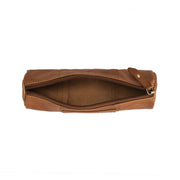 Cognac Leather Pencil Case Lea Damska, detail view 1