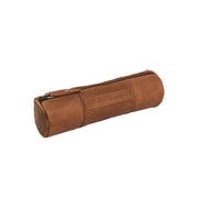 Cognac Leather Pencil Case Lea Damska, front view