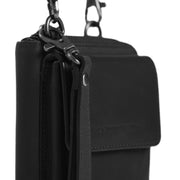 Close-Up Detail of Classic Collar &amp; Heavy-Duty Zipper Hardware on Malaga Full-Grain Leather Phone Bag Damska