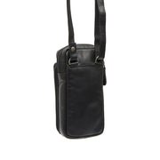 Styled Fit Perspective of Valdes Full-Grain Leather Phone Bag Damska on Model - Natural Daylight Drape