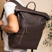 Liverpool Full-Grain Leather Roll-top Backpack Damska – alternate product view 2