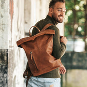 Liverpool Full-Grain Leather Roll-top Backpack Damska – alternate product view 2