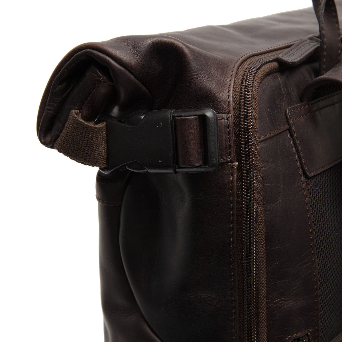 
Brown Leather Roll-top Backpack Mazara, detail view 3