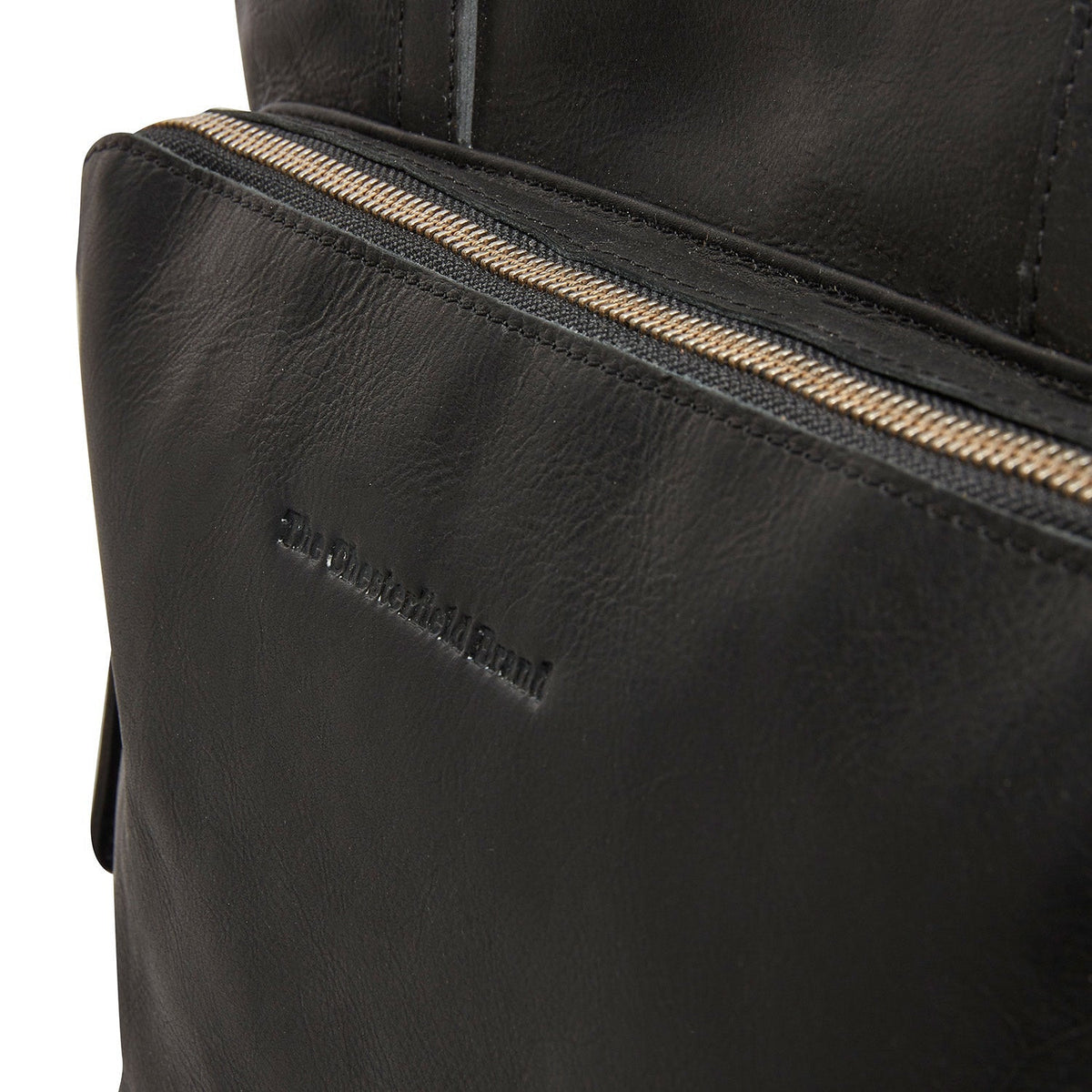Solid Antique Brass Hardware &amp; Heavy-Duty Dual Zipper Detail on Alicante Full-Grain Leather Shopper