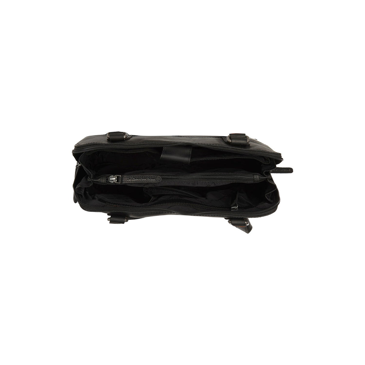 Solid Antique Brass Hardware &amp; Heavy-Duty Dual Zipper Detail on Belgrado Full-Grain Leather Shoulder Bag Damska