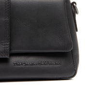 Solid Antique Brass Hardware &amp; Heavy-Duty Dual Zipper Detail on Clifden Full-Grain Leather Shoulder Bag Damska