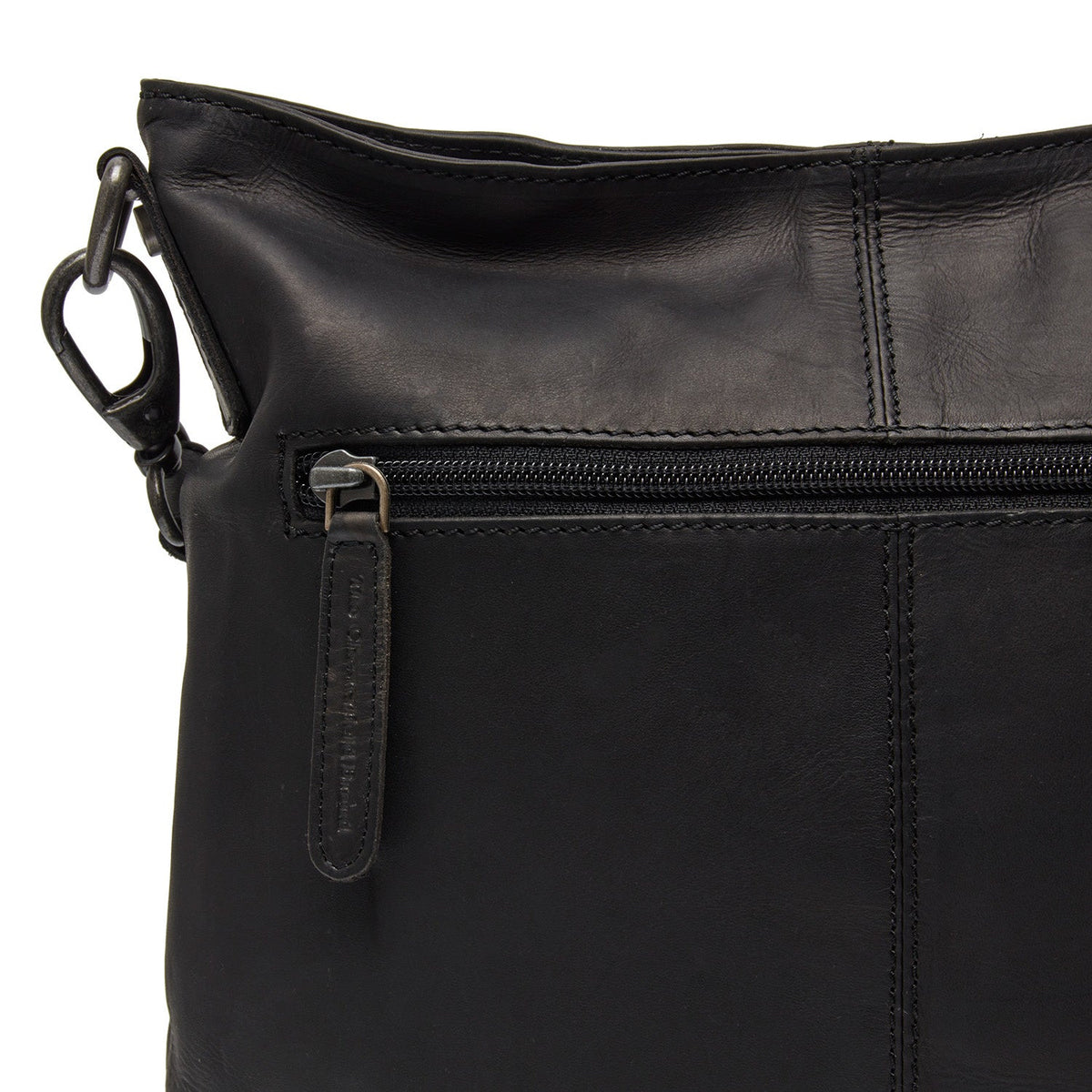 Solid Antique Brass Hardware &amp; Heavy-Duty Dual Zipper Detail on Jen Full-Grain Leather Shoulder Bag Damska