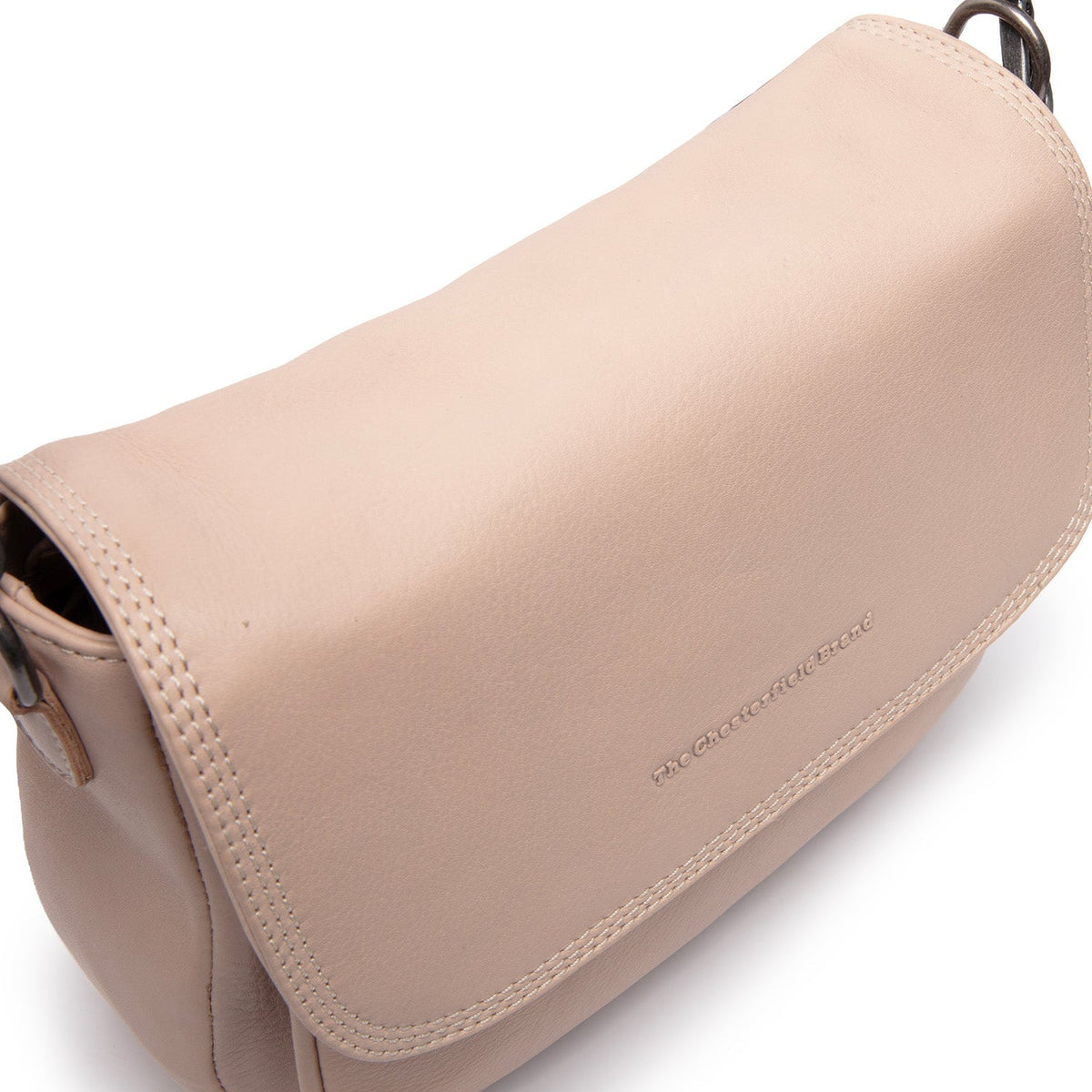 Solid Antique Brass Hardware &amp; Heavy-Duty Dual Zipper Detail on Miloa Full-Grain Leather Shoulder Bag Damska