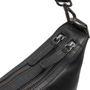 Moneva Full-Grain Leather Shoulder Bag Damska - Structured Side Profile Showing Gusset Depth &amp; Expansion Capacity