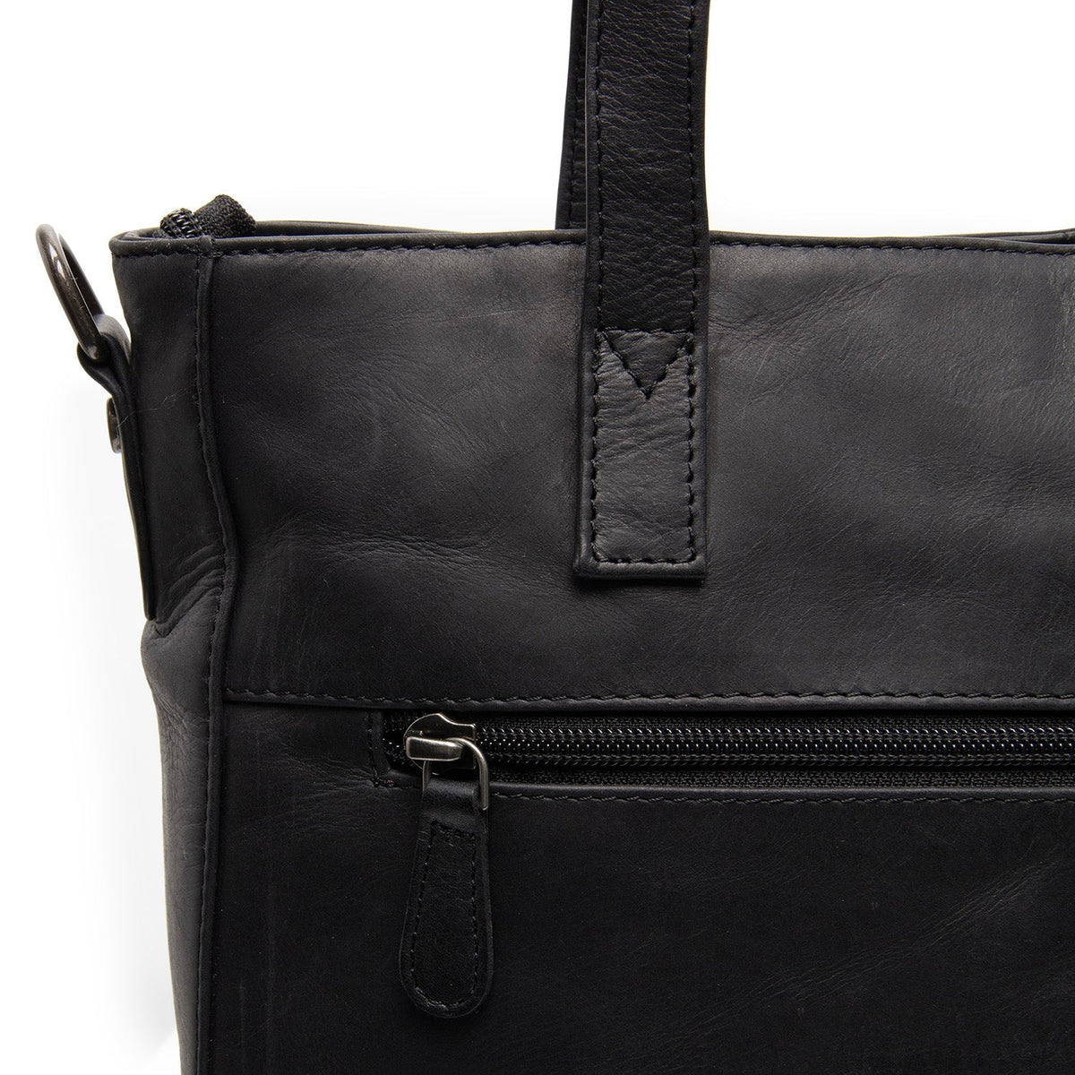 Mosel Full-Grain Leather Shoulder Bag Damska - Structured Side Profile Showing Gusset Depth &amp; Expansion Capacity