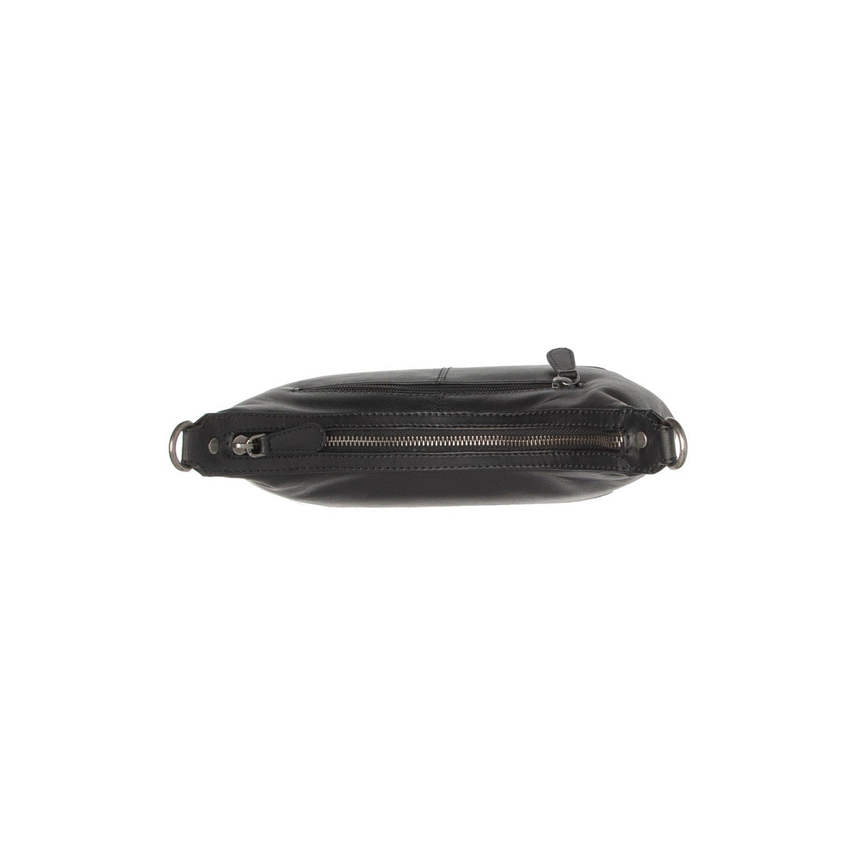 Nancy Full-Grain Leather Shoulder Bag Damska - Structured Side Profile Showing Gusset Depth &amp; Expansion Capacity