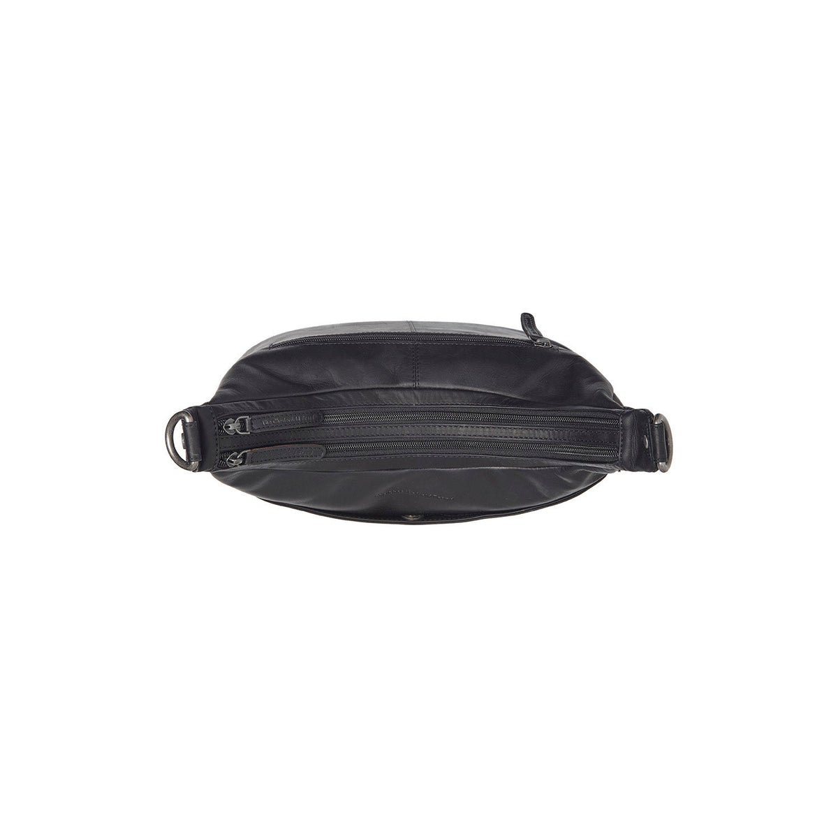 Solid Antique Brass Hardware &amp; Heavy-Duty Dual Zipper Detail on Olvia Full-Grain Leather Shoulder Bag Damska