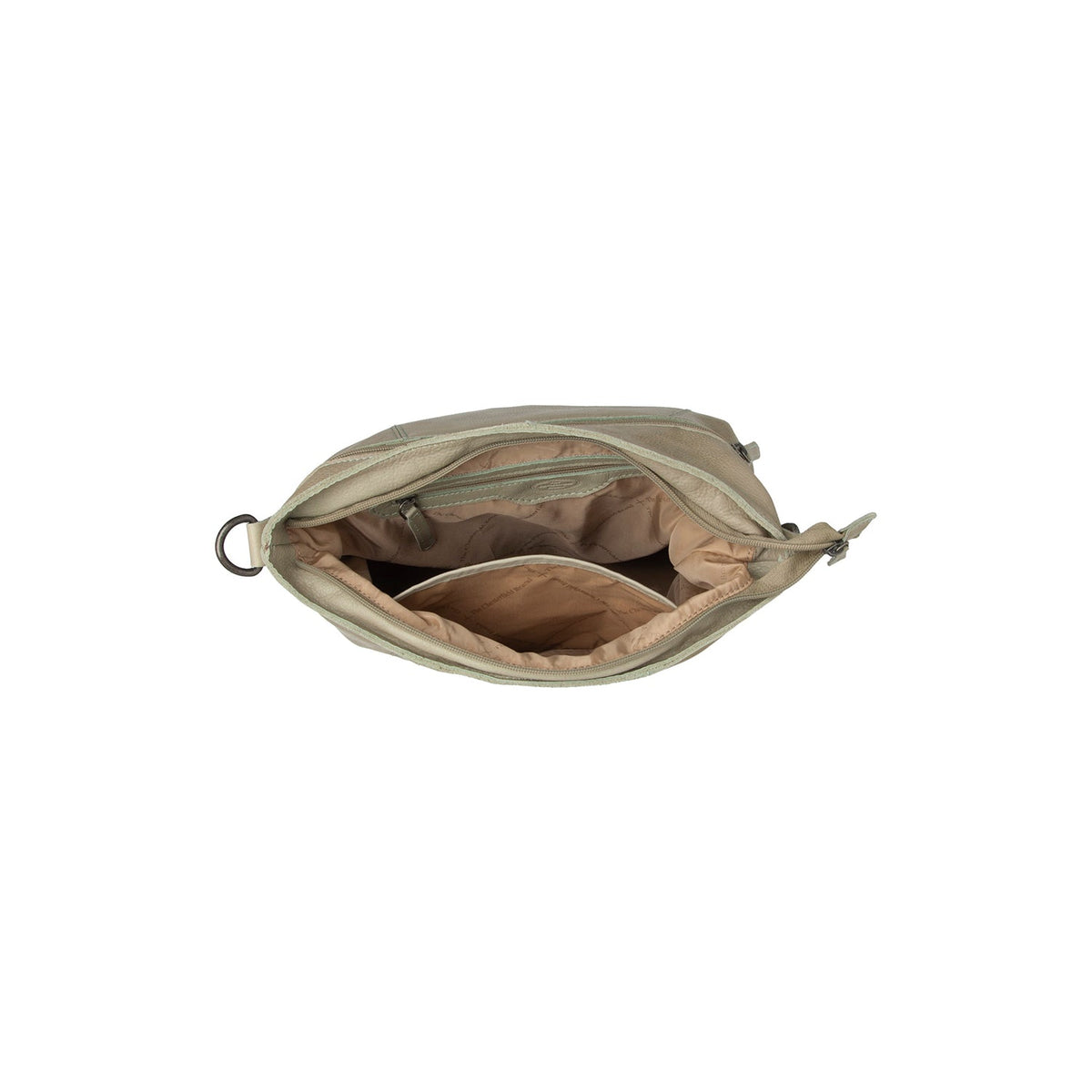Solid Antique Brass Hardware &amp; Heavy-Duty Dual Zipper Detail on Sintra Full-Grain Leather Shoulder Bag Damska