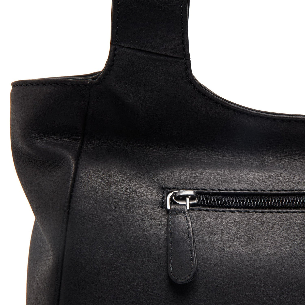 Tofino Full-Grain Leather Shoulder Bag Damska - Structured Side Profile Showing Gusset Depth &amp; Expansion Capacity