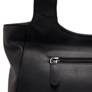 Tofino Full-Grain Leather Shoulder Bag Damska - Structured Side Profile Showing Gusset Depth &amp; Expansion Capacity