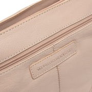 Solid Antique Brass Hardware &amp; Heavy-Duty Dual Zipper Detail on Zarita Full-Grain Leather Shoulder Bag Damska