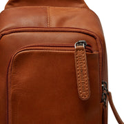 Cognac Leather Sling Bag Riga Damska, detail view 3