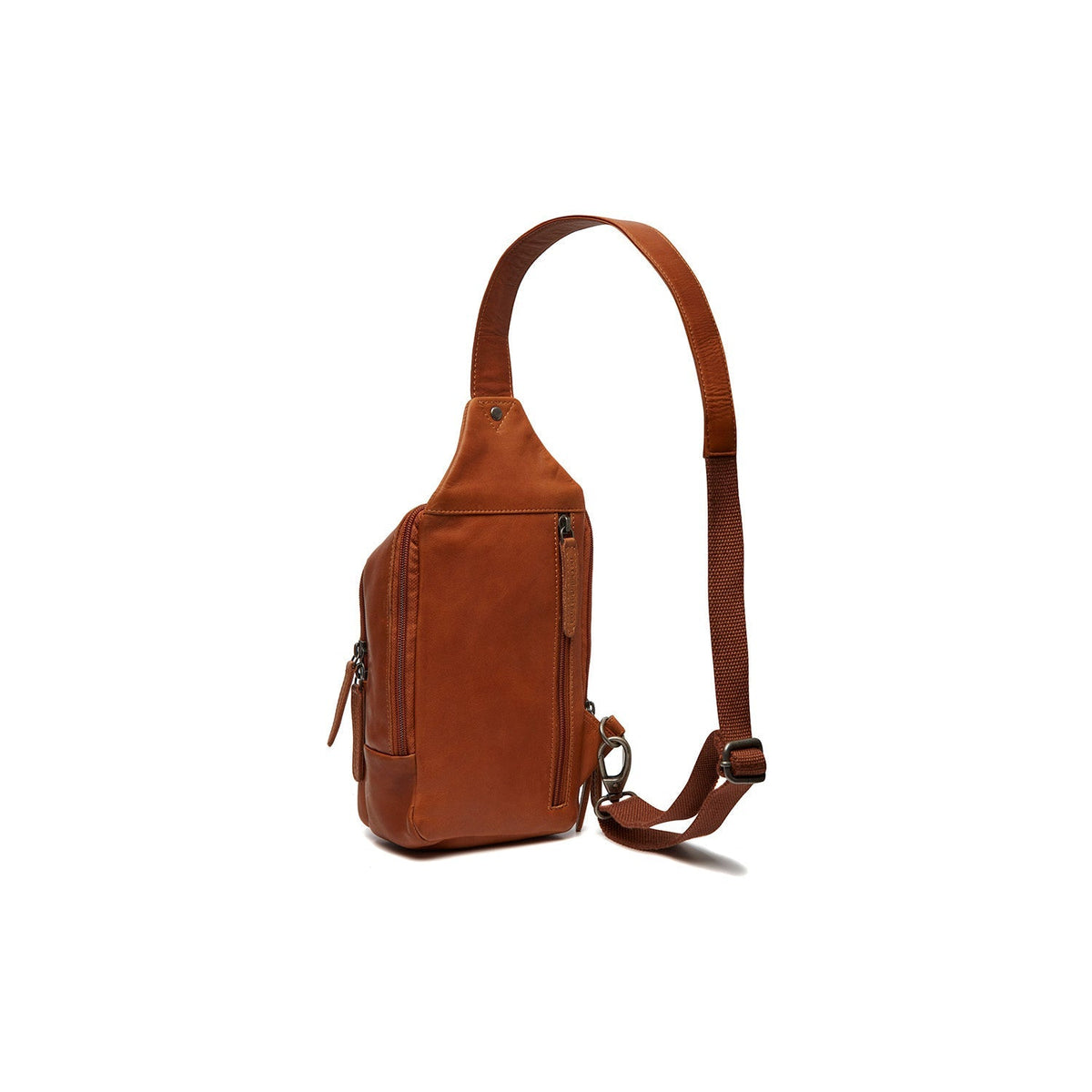 Cognac Leather Sling Bag Riga Damska, detail view 5