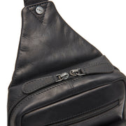 
Solid Antique Brass Hardware & Heavy-Duty Dual Zipper Detail on Leather Sling Bag Turelle