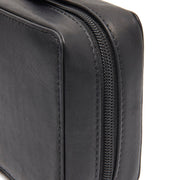 Close-Up Detail of Classic Collar &amp; Heavy-Duty Zipper Hardware on Leather Tech-Organizer Ardan Damska