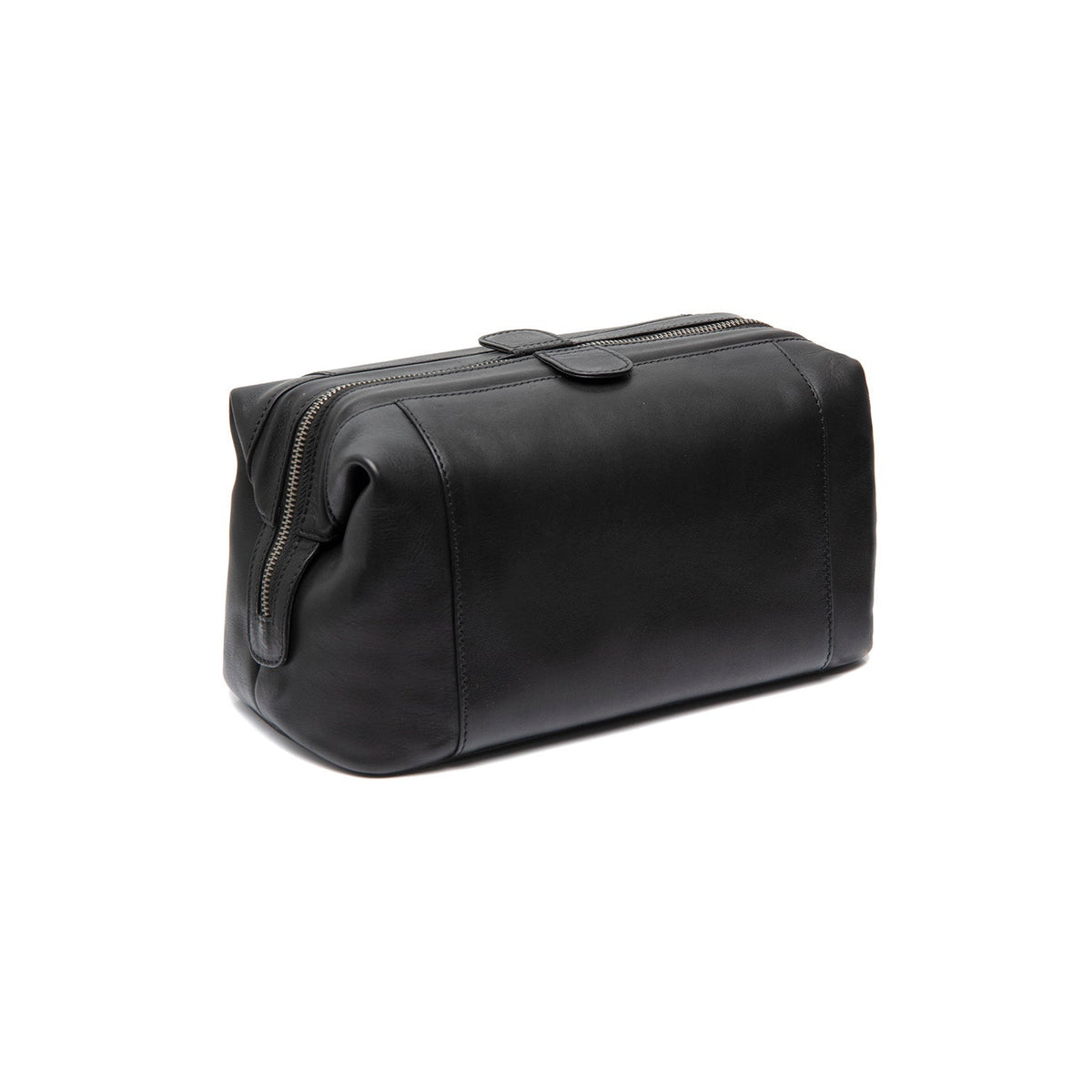 Tailored Rib Cuffs &amp; Hem Craftsmanship Construction Detail on Biassa Full-Grain Leather Toiletry Bag Damska