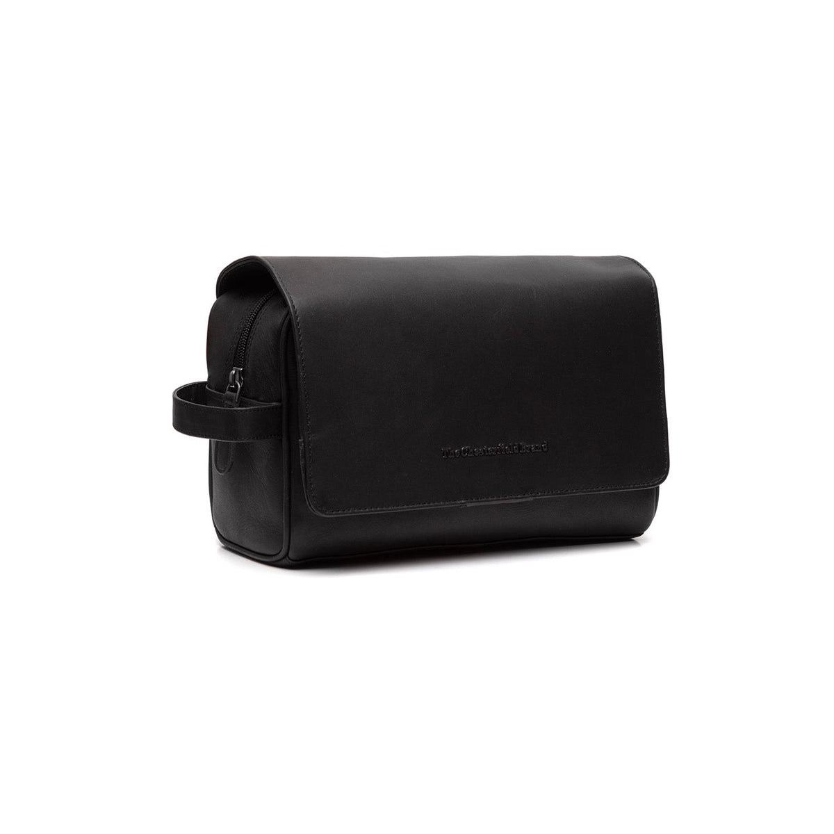 Rosario Full-Grain Leather Toiletry Bag Damska in Classic 100% Full-Grain Leather - Front Profile View &amp; Tailored Silhouette | Buy Online