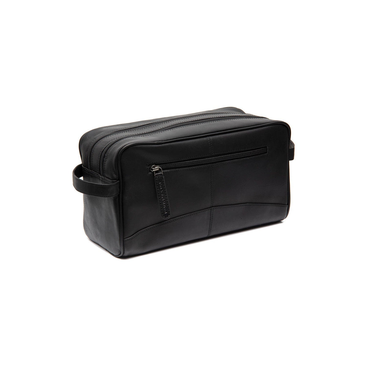 Styled Fit Perspective of Stefan Full-Grain Leather Toiletry Bag Damska on Model - Natural Daylight Drape