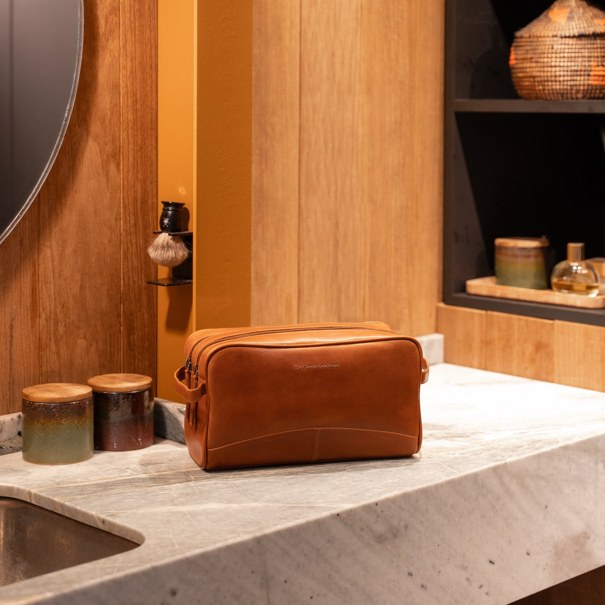 Stefan Full-Grain Leather Toiletry Bag Damska – alternate product view 2