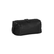 Close-Up Detail of Classic Collar &amp; Heavy-Duty Zipper Hardware on Vince Full-Grain Leather Toiletry Bag Damska