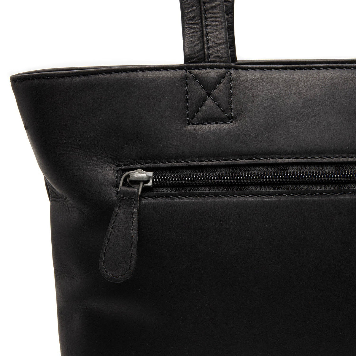Alveron Full-Grain Leather Tote Bag Damska - Structured Side Profile Showing Gusset Depth &amp; Expansion Capacity